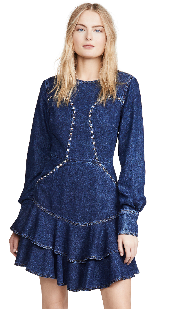 pleated denim dress