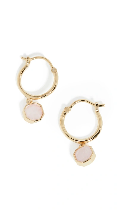 Shop Gorjana Power Gemstone Charm Huggie Earrings In Rose Quartz