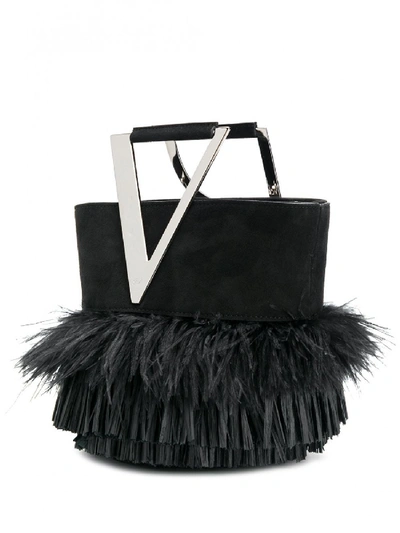 Shop Roger Vivier Feather Leather Mini Bag In Black