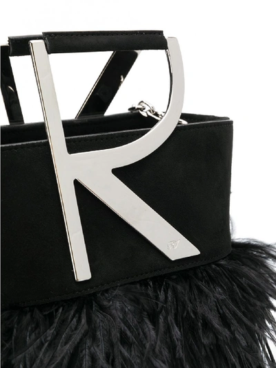 Shop Roger Vivier Feather Leather Mini Bag In Black