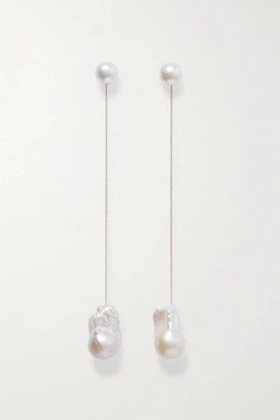 Shop Danielle Frankel Rose Gold Pearl Earrings In Ivory