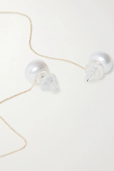 Shop Danielle Frankel Rose Gold Pearl Earrings In Ivory