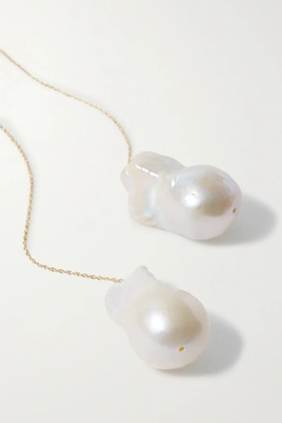 Shop Danielle Frankel Rose Gold Pearl Earrings In Ivory