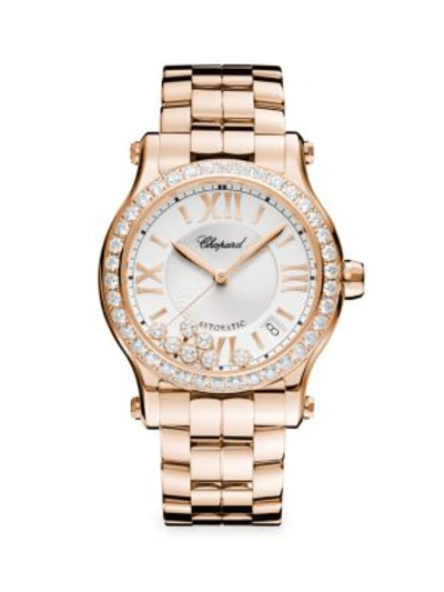 Shop Chopard Happy Sport 18k Rose Gold & Diamond Watch