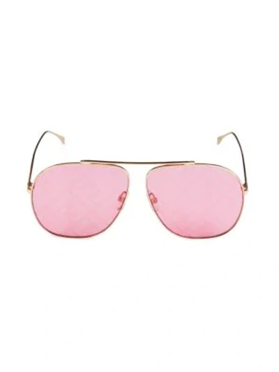 Shop Fendi Women's 64mm Aviator Logo Sunglasses In Pink