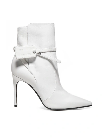 Off-white Zip Tie Pointed Toe Bootie In White No Color