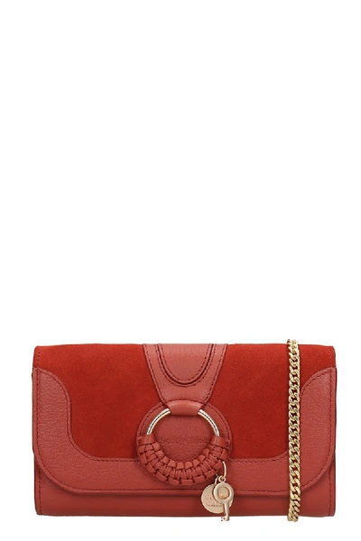 Shop See By Chloé Hana Long Wallet In Red Suede And Leather