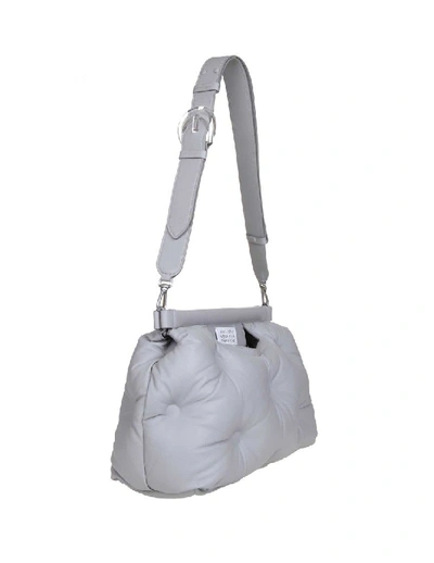 Shop Maison Margiela Glam Slam Hand Bag In Soft Gray Leather In White
