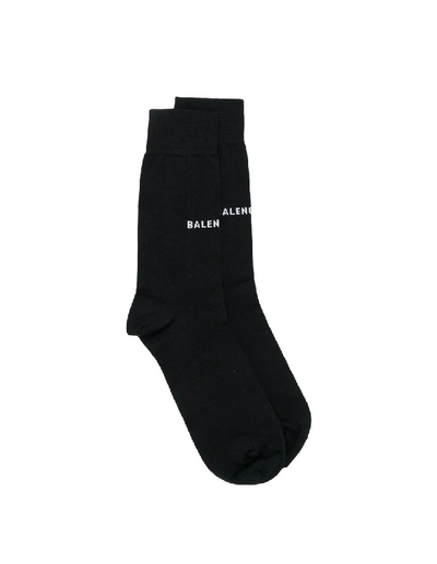 Shop Balenciaga Black Cotton Logo Socks