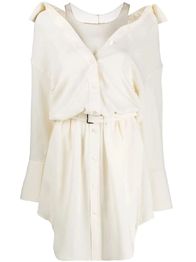 Shop Alexander Wang Off-the-shoulder Shirt Dress In White