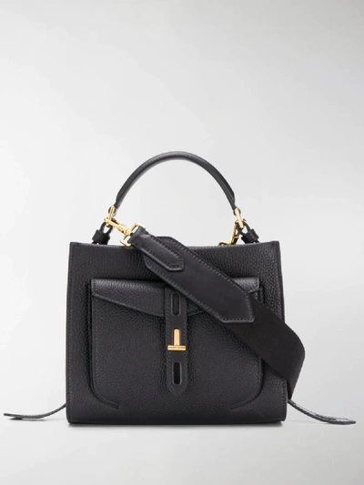 Shop Tom Ford Mini Top Handle Leather Shoulder Bag In Black