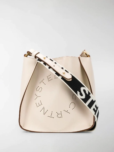 Shop Stella Mccartney Mini Stella Logo Crossbody Bag In Neutrals