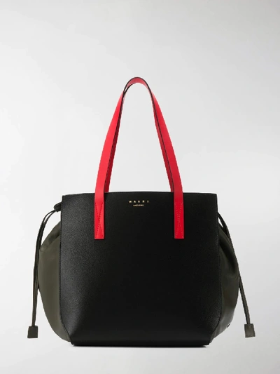 Shop Marni Large Gusset Tote In Black