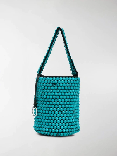 Shop Jil Sander Beaded Top-handle Bucket Bag In Blue