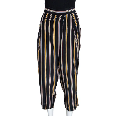 Pre-owned Chloé Multicolor Silk Rough Striped Cropped Trousers M