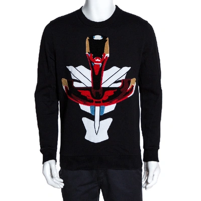 Pre-owned Givenchy Black Tribal Motif Cotton Crew Neck Sweatshirt Xs