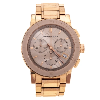 Pre-owned Burberry Beige Rose Gold Plated Stainless Steel Classic Bu9702 Women's Wristwatch 39 Mm
