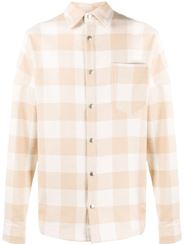 palm angels checked shirt beige