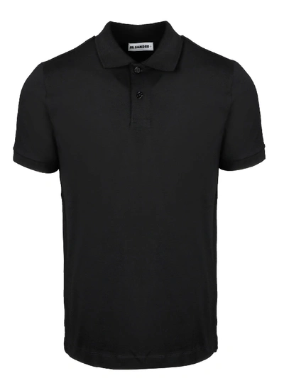 Shop Jil Sander Black Cotton Polo Shirt