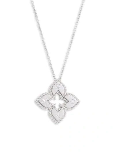 Shop Roberto Coin Petite Venetian Extra-small 18k White Gold & Diamond Pendant Necklace