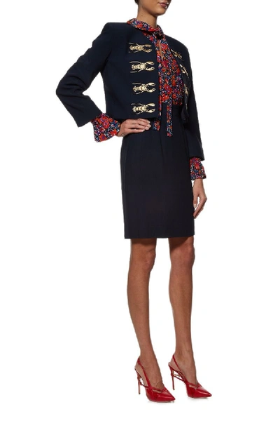 Pre-owned Moschino Navy Lobster Skirt Suit