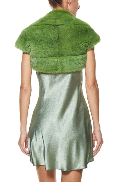Pre-owned Dolce & Gabbana Green Mink Cropped Shrug