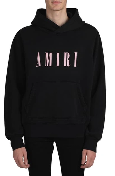 Shop Amiri Core Logo Hoodie In Black / Salmon