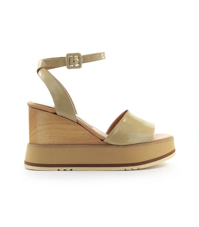 Shop Paloma Barceló Gisele Lory Beige Wedge Sandal In Taupe