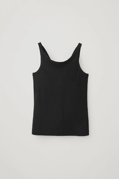 Shop Cos Cotton Vest With A V-shaped Back In Black