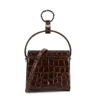 Shop Gu De Play Mini Crocodile-effect Cross-body Bag In Dark Brown