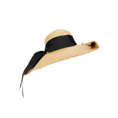 Shop Sensi Studio Glam Lady Ibiza Straw Panama Hat In White And Black
