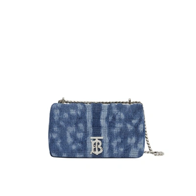 Shop Burberry Small Quilted Denim Lola Bag In Blue