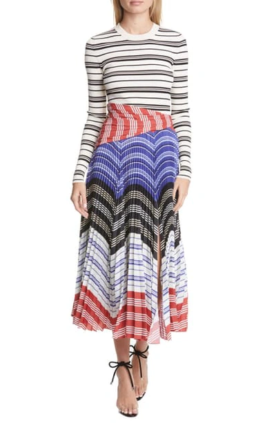 Shop Altuzarra Stripe Long Sleeve Dress In Magnolia Multi Stripe