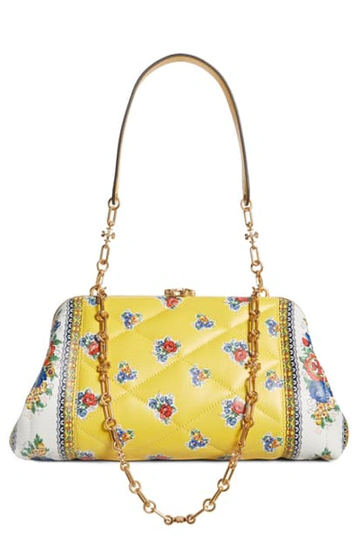 Tory Burch Cleo Quilted Floral Leather Shoulder Bag In Yellow Tea Rose  Border | ModeSens