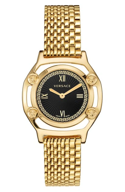 Shop Versace Medusa Frame Bracelet Watch, 36mm In Gold/ Black/ Gold