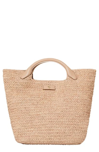 Shop Helen Kaminski Small Raffia Basket Tote In Nougat/ Nut