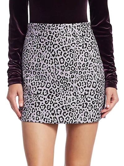 Shop Andamane Bertha Leopard-print Tweed Mini Skirt In Leopard Lilac