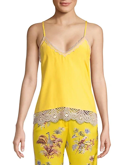 Shop Le Superbe Abbot Lace-trimmed Cami In Yellow