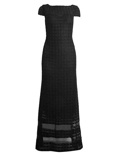 Shop St John Addison Sequin Knit A-line Gown In Caviar