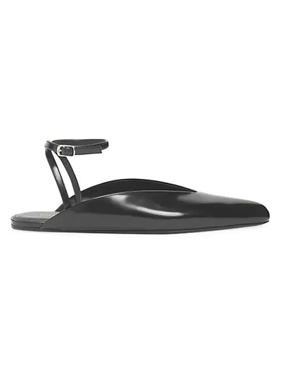 Shop Balenciaga Ankle-strap Patent Leather Flats In Black
