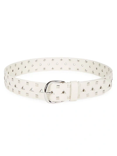 Shop Isabel Marant Liyo Geometric Stud Leather Belt In White