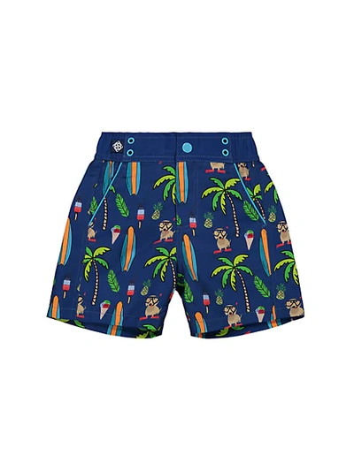 Shop Andy & Evan Little Boy's Graphic-print Swim Trunks In Blue Surf