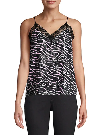Shop Olivia Rubin Women's Zebra Stripe Sequin Top In Pink