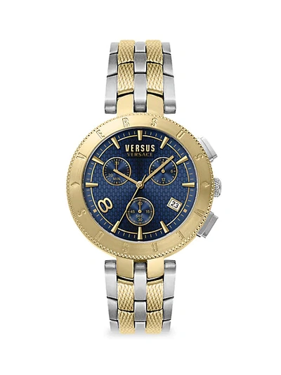 Shop Versus Logo Gent Chrono Blue Dial Two-tone Stainless Steel Chronograph Watch