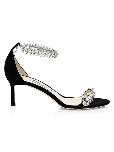 Shop Jimmy Choo Shiloh Embellished Suede Sandals In Black