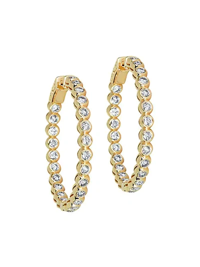 Shop Saks Fifth Avenue 14k Yellow Gold & Diamond Bezel-set Hoop Earrings