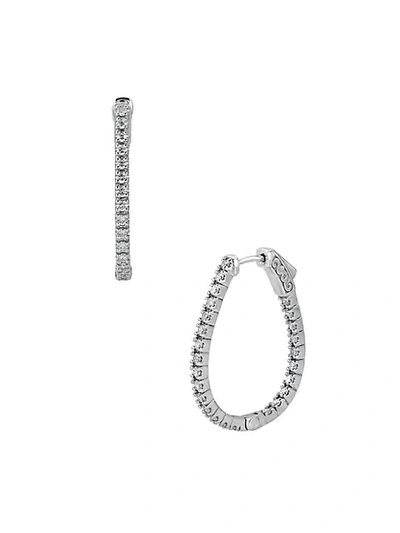 Shop Saks Fifth Avenue Women's 14k White Gold & Diamond Inside-out Oval Hoop Earrings