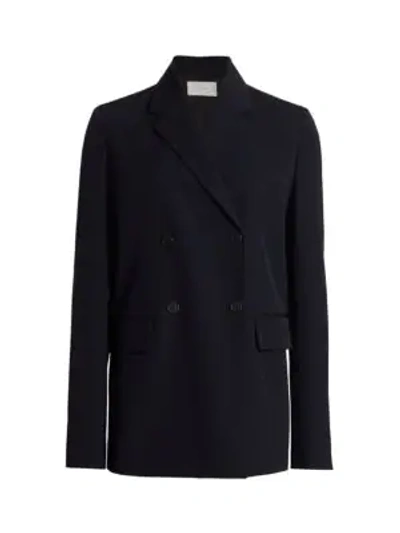 Shop The Row Orla Double Breasted Wool Jacket In Dark Navy