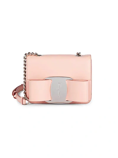 Shop Ferragamo Vara Bow Leather Shoulder Bag In Pink
