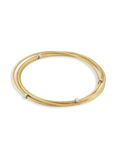 Shop Alor Goldplated Stainless Steel Triple Wrap Cable Bracelet